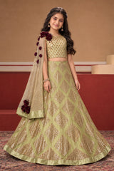 Pista Green Mermaid Cut Lehenga Choli Set With Rich Sequence Work