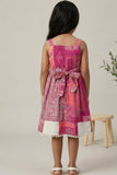 Girls Pink Patchwork Print Frock with Smocked Bodice
