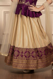 Wine Pattu Pavadai Set with Gold Embroidery For Girls