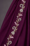 Girls Wine Embroidered Ready-to-Wear Saree Set