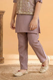 Onion Pink Embroidered Kurta Set with Nehru Jacket For Boys