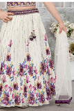 Purple And White Floral Printed Lehenga Choli Set With Sequins Work For Girls