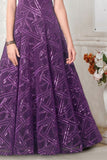 Designer Purple Party Wear Gown with Geometric Sequin Embroidery For Girls