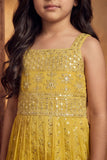 Girls Mustard Yellow Embroidered Palazzo Set