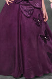 Wine Floral Applique Party Wear Gown for Girls