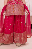 Rani Pink And Gold Printed Kurti And Palazzo Set for Girls