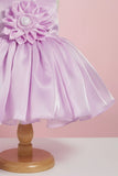 Lavender Organza Party Wear Dress with 3D Flower Appliqué For Girls
