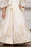 Cream Floral Embroidered Cape Gown for Girls