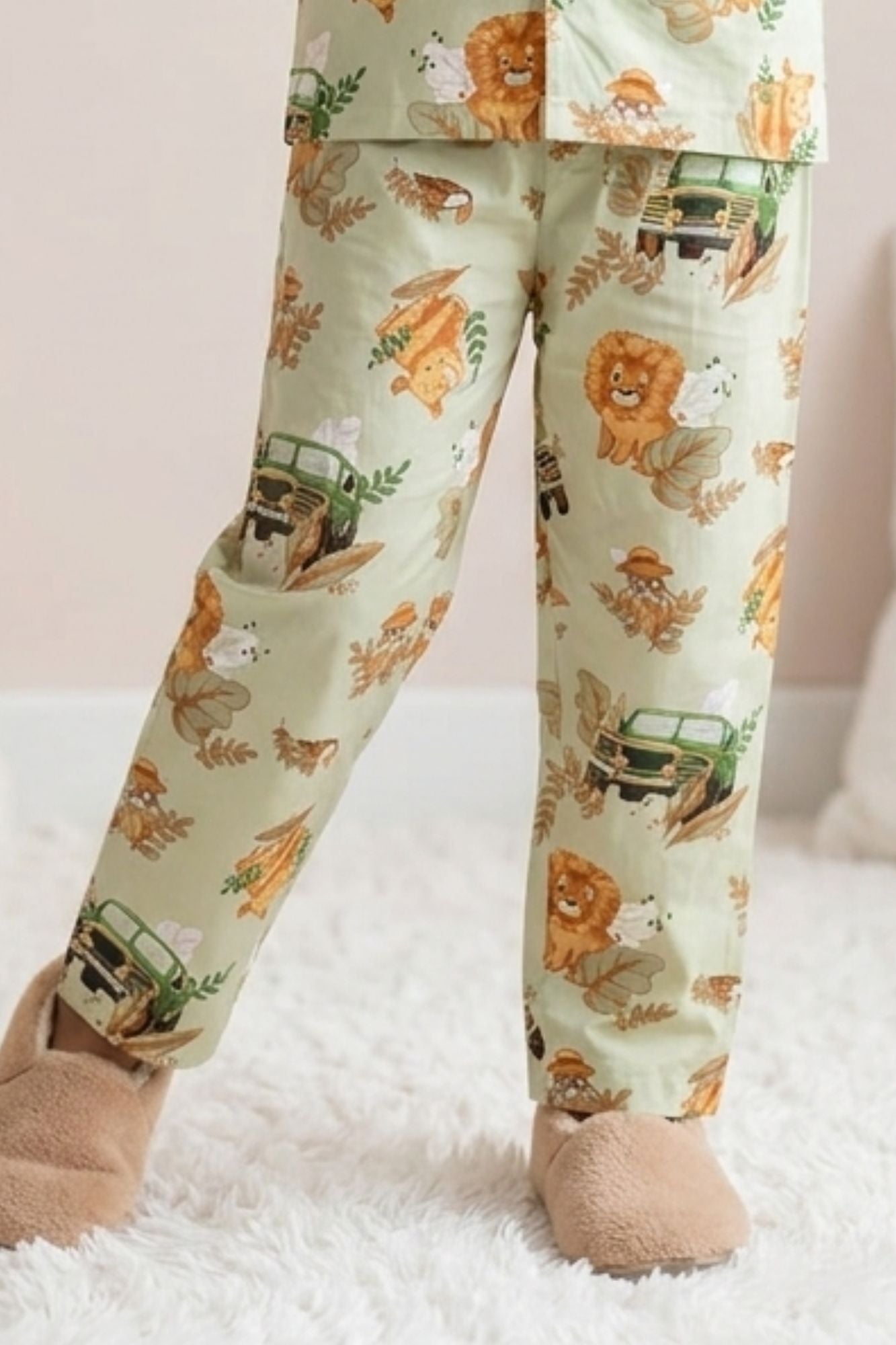 Girls Mint Green Jungle Print  Night Suit Set