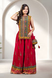 Red Multicolour Printed Palazzo Set for Girls