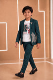 Green Embroidered Party Wear Blazer with Tshirt