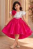 Rani Pink Party Frock with Silver Sequin Bodice For Girls