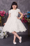 Girls White Floral  Party Wear Frock