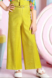 Stylish Mustard Jumpsuit With Multicolor Printed Over Coat For Girls