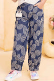 Blue Shirt And Denim Embroidered Jogger Set For Girls