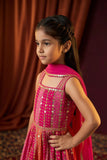 Girls Pink Ethnic Kurta Palazzo Set with Dupatta