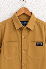 Boys Mustard Solid Double Pocket Shirt