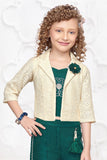 Teal Green Co-Ord Set with Lace Cropped Jacket For Girls