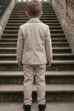 Boys Cream 5-Piece Suit Set With Waistcoat And Bow Tie