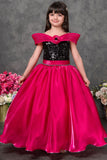 Pink Sequin Princess Party Wear Gown For Girls