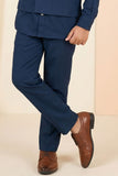 Blue Embroidered Kurta Set With Mandarin Collar For Boys