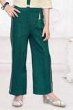 Teal Green Co-Ord Set with Lace Cropped Jacket For Girls