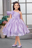 Lavender Floral Embellished Party Wear Frock For Girls