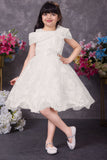 Girls White Floral  Party Wear Frock