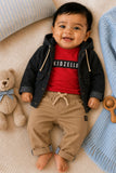 Black Hooded Jacket & Denim Set