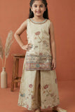 Cream Ethnic Palazzo Set with Multicolor Embroidery for Girls