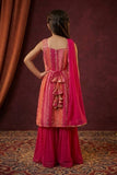 Girls Pink Ethnic Kurta Palazzo Set with Dupatta