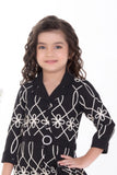 Black Geometric Embroidered Bodycon Dress For Girls