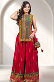 Red Multicolour Printed Palazzo Set for Girls