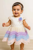 Pastel Rainbow Ruffle Party Wear Frock for Girls