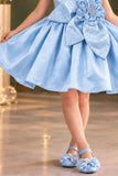 Powder Blue Floral Party Wear Frock For Baby Girls