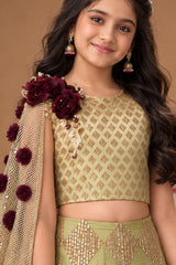 Pista Green Mermaid Cut Lehenga Choli Set With Rich Sequence Work