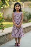 Purple Floral Frock with Plum Shrug for Girls