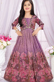 Purple Floral Embroidered Ethnic gown For Girls