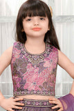 Lavender And Pink Floral Embroidered Lehenga Choli Set With Sequin Detailing For Girls