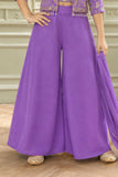 Purple Palazzo Set with Embroidered Jacket For Girls