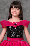 Pink Sequin Princess Party Wear Gown For Girls