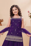 Violet Embroidered Kurti And Palazzo Set for Girls