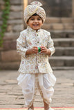 Cream Multi-Color Printed Kurta And Dhoti  Set for Boys