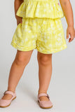 Daisy Bloom Yellow Peplum Top & Shorts Co-ord Set for Girls