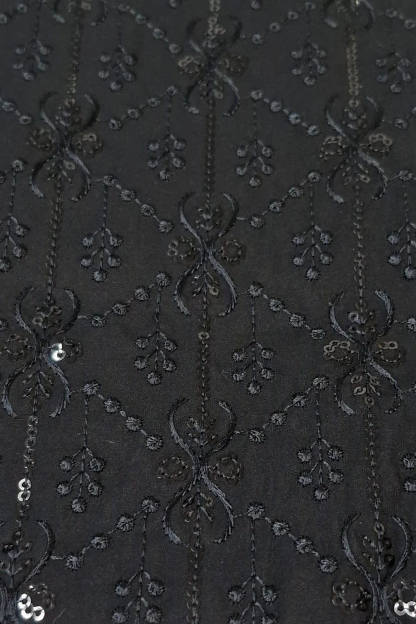 Black Sequins Embroidered Kurta Pajama Set with Ethnic Jacket for Boys