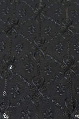 Black Sequins Embroidered Kurta Pajama Set with Ethnic Jacket for Boys