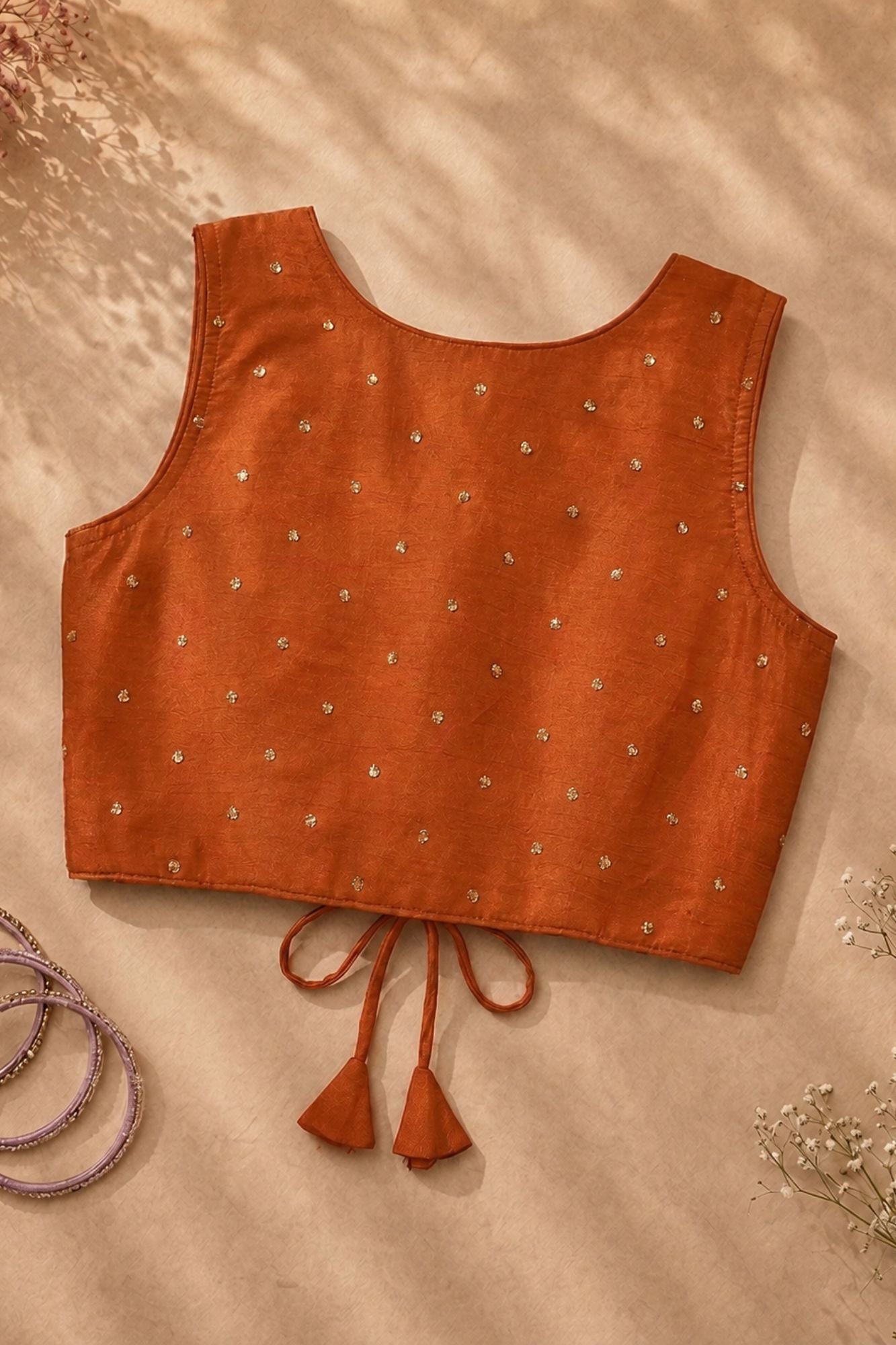 Rust Orange And Gold Floral Embroidered Jacket With Embellished Sharara Set