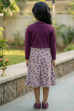Purple Floral Frock with Plum Shrug for Girls