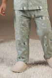 Green Animal Print Cotton Night Suit Set For Boys