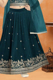 Bottle Green Embroidered Lehenga Choli with Dupatta For Girls